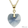 Xilion Denim Blue Heart Pendant Gold Chain Made With Swarovski Element